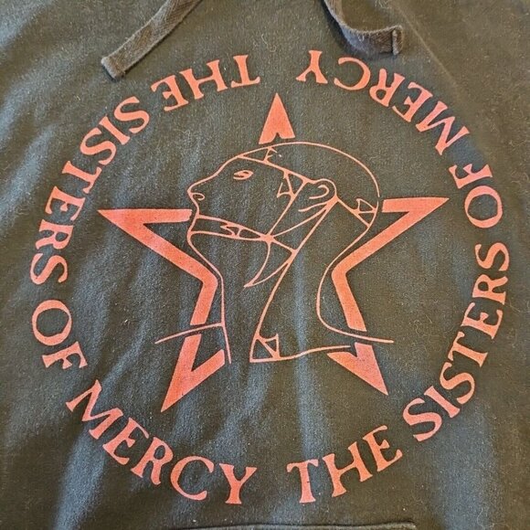 Vintage The Sisters of Mercy Hoodie Black Mens Sz M Merciful Release Goth Shirt - Picture 6 of 10
